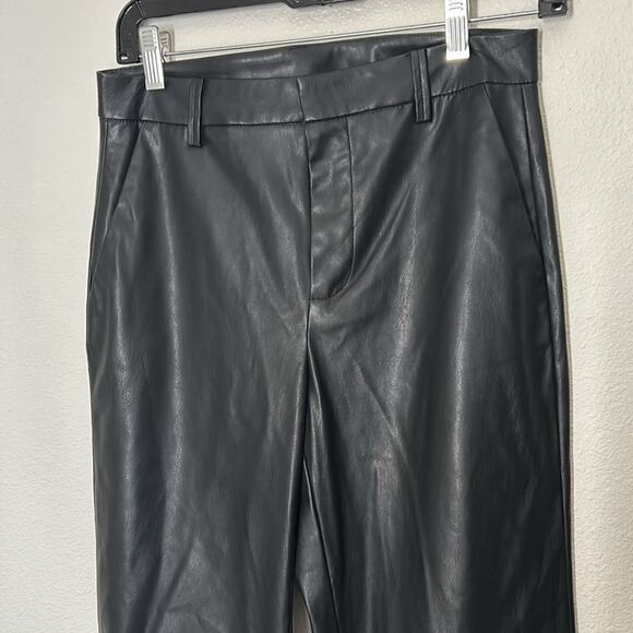 Vero Moda Mid Rise Vegan Black Leather Trousers Pants  Size Small - Picture 5 of 12